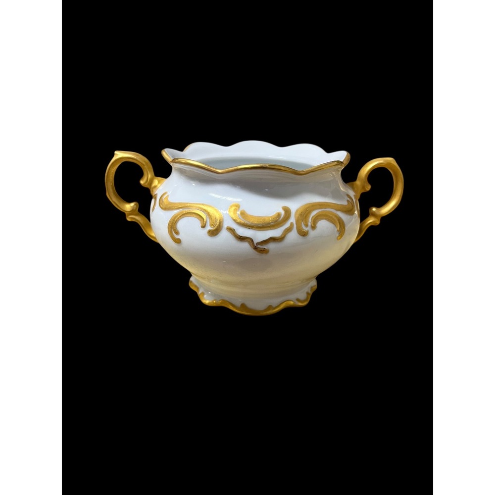 Schumann Arzberg White Elegance Creamer and Sugar Bowl Set Gold Gilt Bavaria - Picture 2 of 11